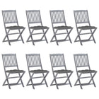 Garden Chairs 8 pcs Foldable with Cushions Solid Acacia Wood