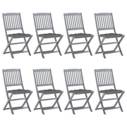 Tuinstoelen 8 st massief acaciahout inklapbaar met kussens