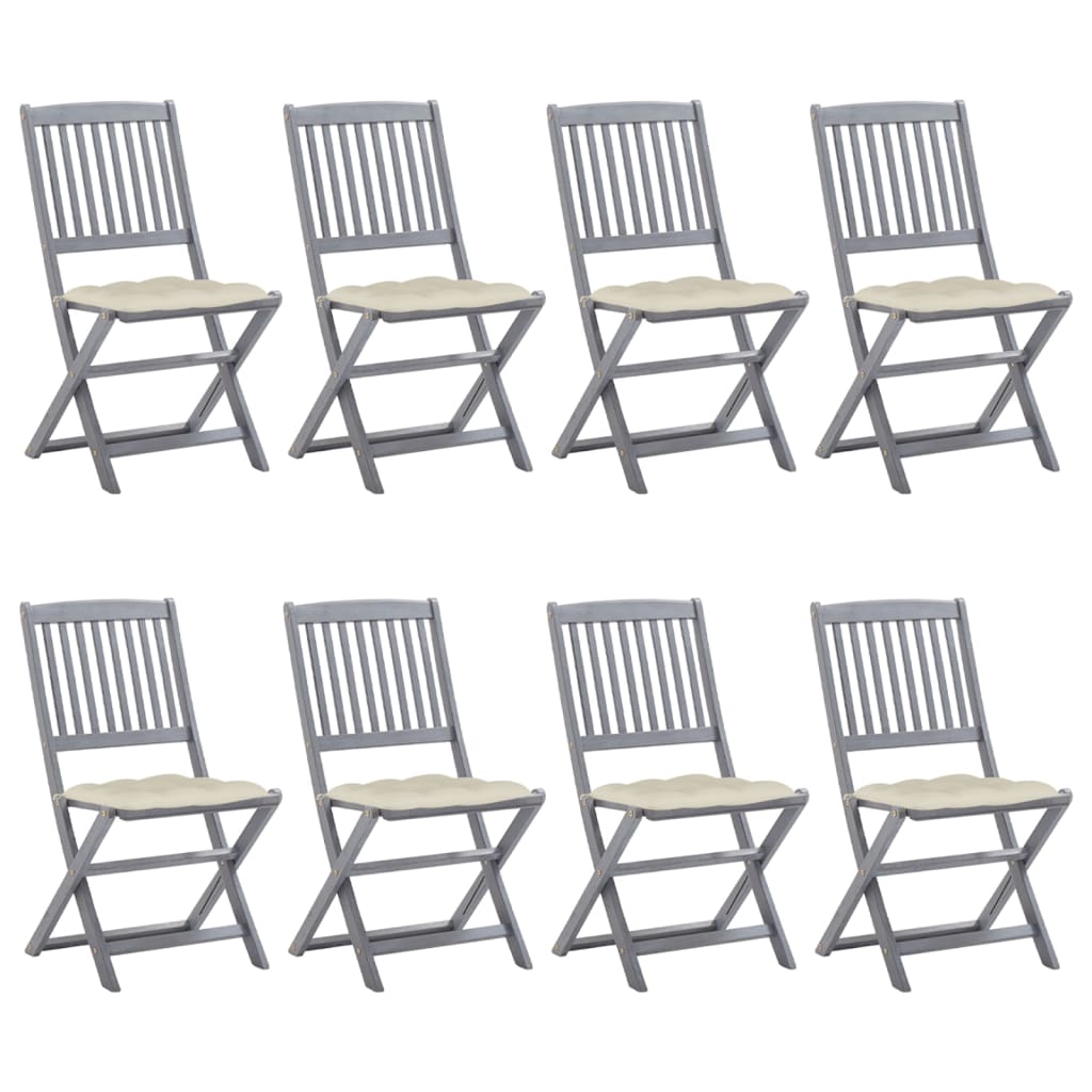 Tuinstoelen Inklapbaar Met Kussens Massief Acaciahout 8 Crème