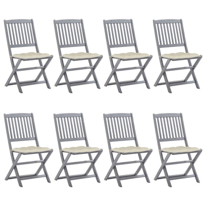 Tuinstoelen Inklapbaar Met Kussens Massief Acaciahout 8 Crème