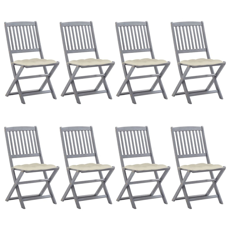 Tuinstoelen Inklapbaar Met Kussens Massief Acaciahout 8 Crème