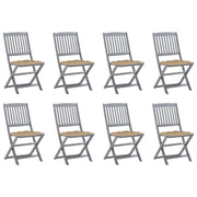 Tuinstoelen 8 stuks inklapbaar massief acaciahout grijs
