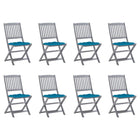 Garden Chairs 8 pcs Foldable with Cushions Solid Acacia Wood