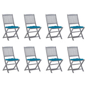 Tuinstoelen 8 stuks massief acaciahout inklapbaar