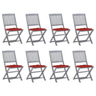 Folding Garden Chairs with Cushions Solid Acacia Wood 8
