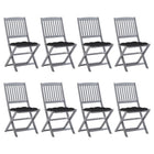 Tuinstoelen 8 stuks inklapbaar massief acaciahout grijs