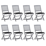 Tuinstoelen 8 stuks inklapbaar massief acaciahout grijs