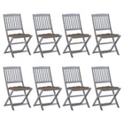 Garden Chairs 8 pcs Foldable with Cushions Solid Acacia Wood