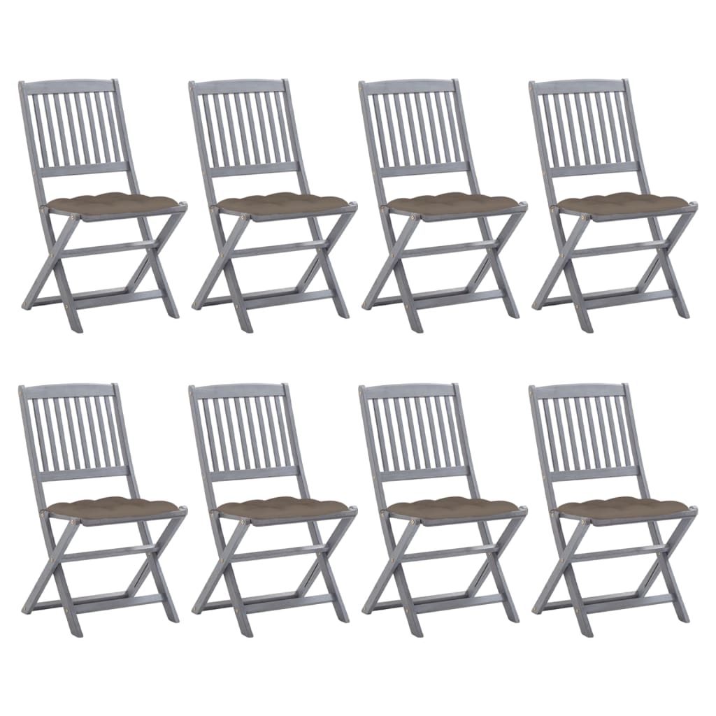 Tuinstoelen Inklapbaar Met Kussens Massief Acaciahout 8 Taupe