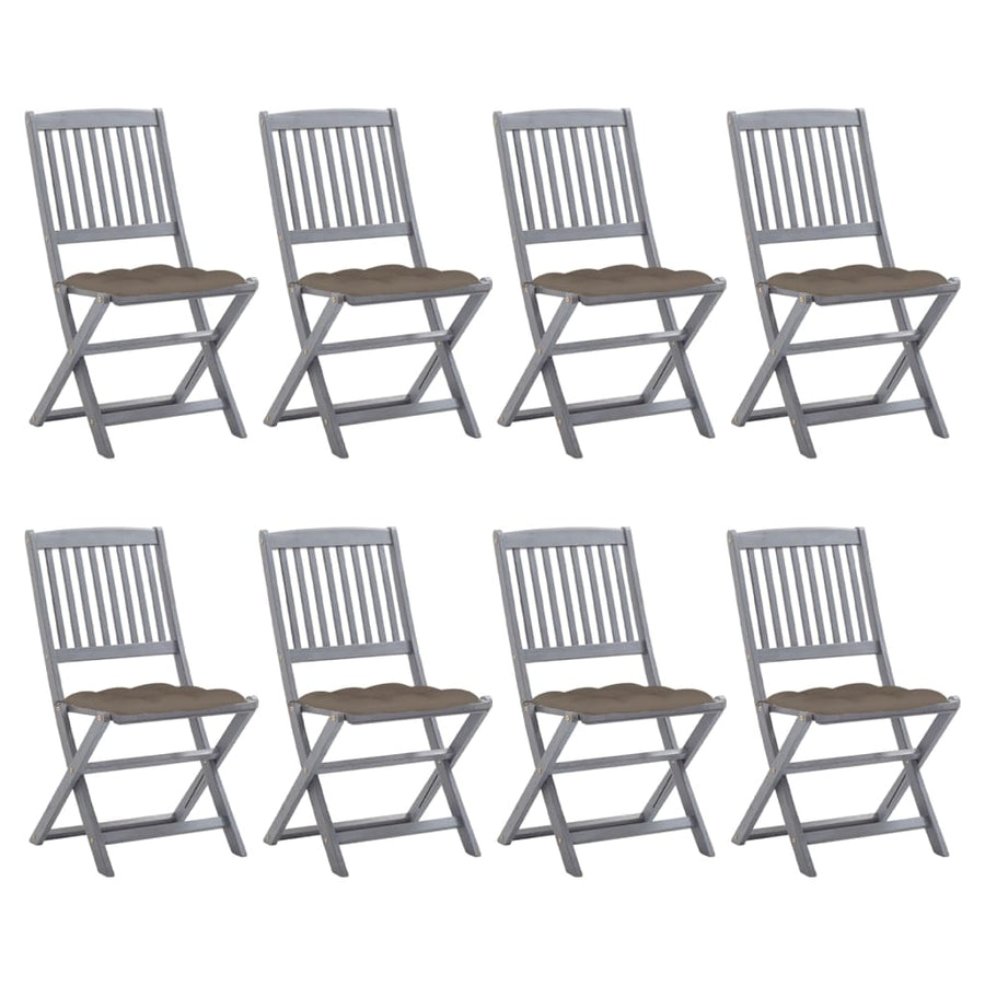 Tuinstoelen Inklapbaar Met Kussens Massief Acaciahout 8 Taupe