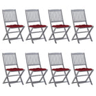 Folding Garden Chairs with Cushions Solid Acacia Wood 8