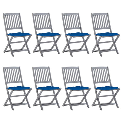 Tuinstoelen 8 st inklapbaar met kussens massief acaciahout