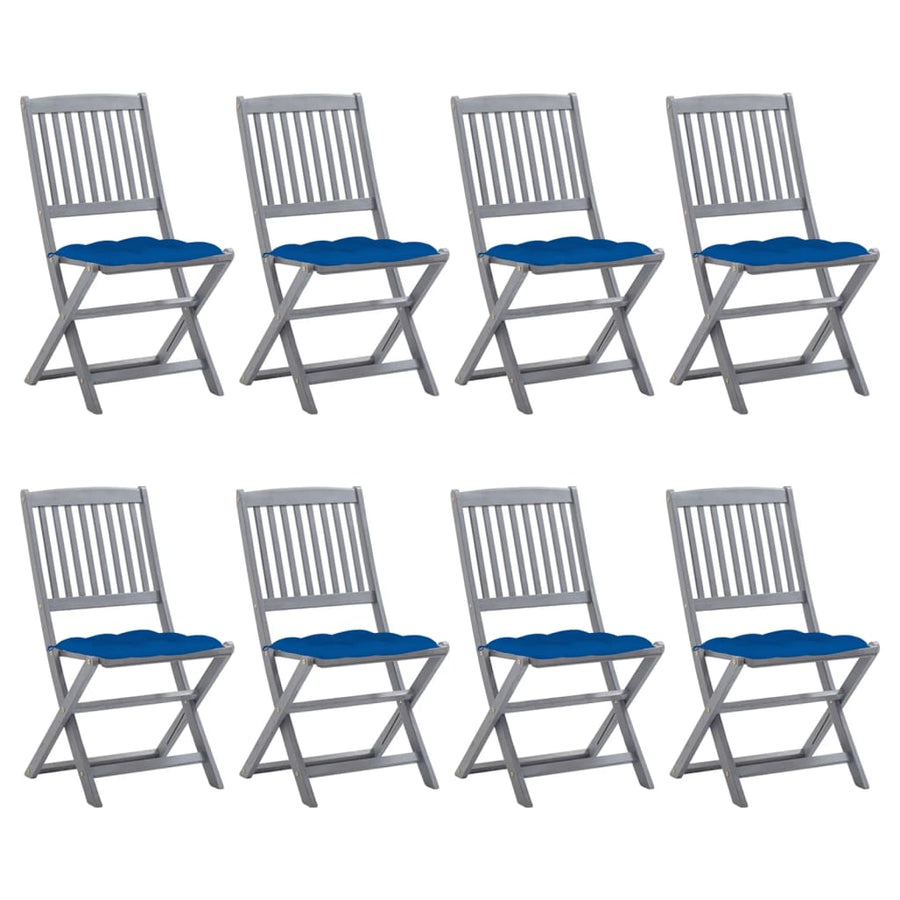 Tuinstoelen 8 st inklapbaar met kussens massief acaciahout
