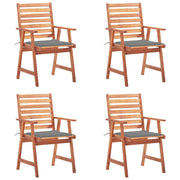 Tuinstoelen massief acaciahout set 4 stuks grijs