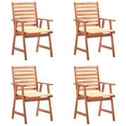Tuinstoelen massief acaciahout 4 stuks met kussens
