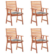 Tuinstoelen massief acaciahout set van 4 grijs