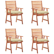 Tuinstoelen massief acaciahout set 4 crème kussens