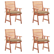 Tuinstoelen massief acaciahout 4 stuks beige kussens