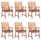 Garden chairs 6 pcs with cushions solid acacia wood