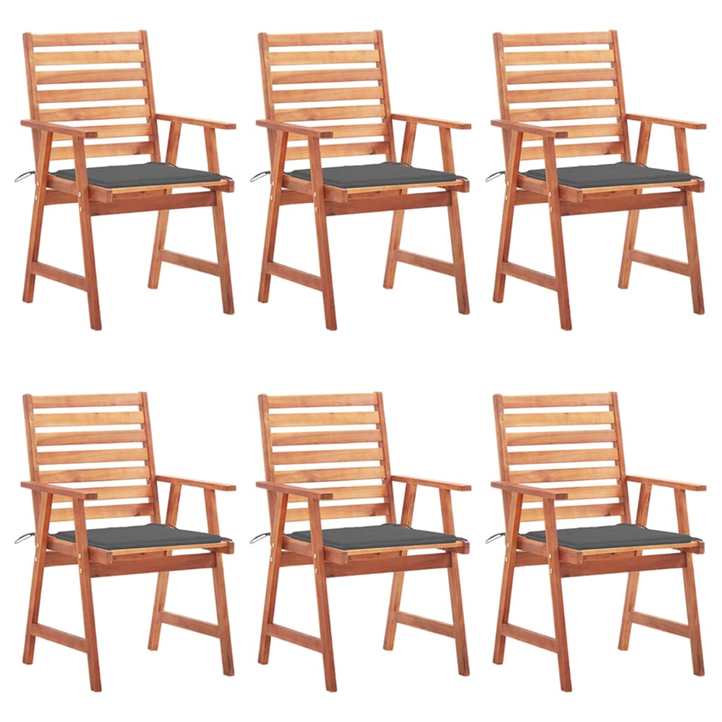 Tuinstoelen Met Kussens Massief Acaciahout 6 Antraciet