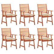 Tuinstoelen 6 st massief acaciahout met kussens