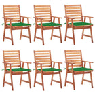 Garden chairs 6 pcs with cushions solid acacia wood