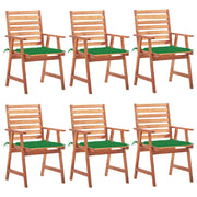 Tuinstoelen 6 st massief acaciahout met kussens