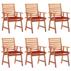 Tuinstoelen 6 stuks massief acaciahout rood