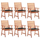Tuinstoelen 6 st massief acaciahout met kussens
