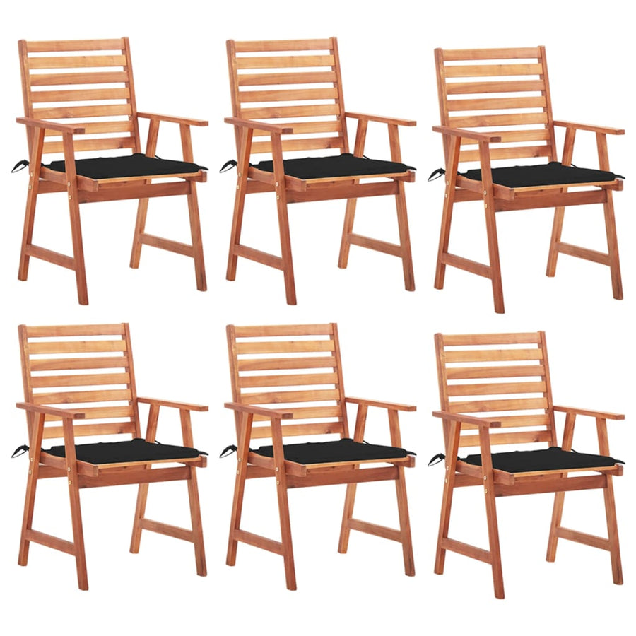 Tuinstoelen Met Kussens Massief Acaciahout 6 Zwart