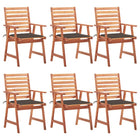 Garden chairs 6 pcs with cushions solid acacia wood