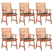 Tuinstoelen 6 st massief acaciahout met kussens