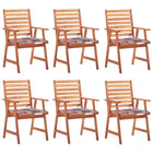 Garden chairs 6 pcs with cushions solid acacia wood