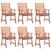 Tuinstoelen 6 st massief acaciahout met kussens