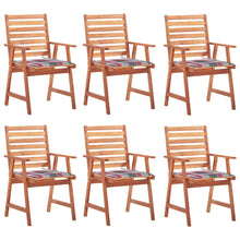 Tuinstoelen 6 St Met Kussens Massief Acaciahout Rood ruitpatroon