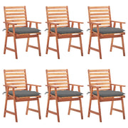 Garden chairs 6 pcs with cushions solid acacia wood