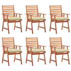 Garden chairs 6 pcs with cushions solid acacia wood