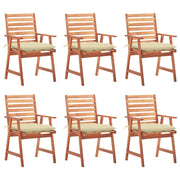 Garden chairs 6 pcs with cushions solid acacia wood