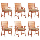 Tuinstoelen 6 st massief acaciahout met kussens
