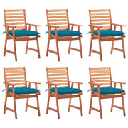 Garden chairs 6 pcs with cushions solid acacia wood