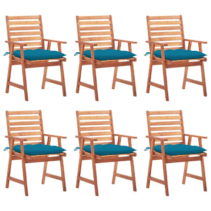 Tuinstoelen Met Kussens Massief Acaciahout 6 Blauw