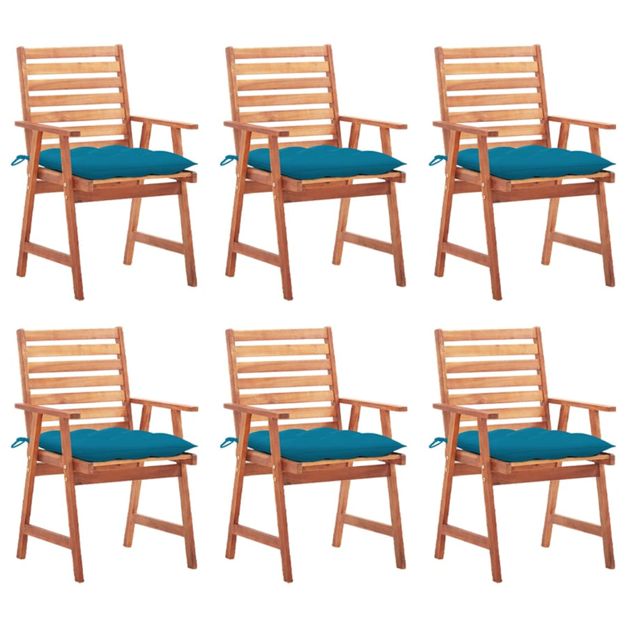 Tuinstoelen Met Kussens Massief Acaciahout 6 Blauw