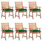 Garden chairs 6 pcs with cushions solid acacia wood