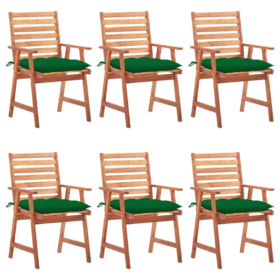 Tuinstoelen Met Kussens Massief Acaciahout 6 Groen