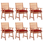 Garden chairs 6 pcs with cushions solid acacia wood