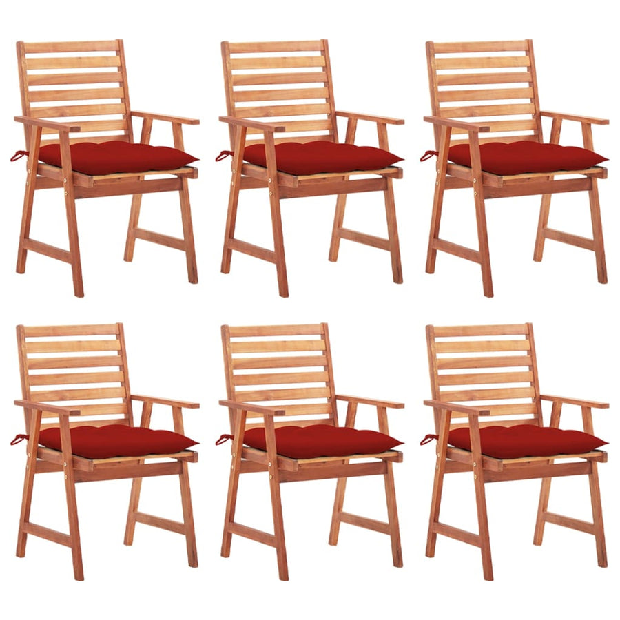 Tuinstoelen 6 St Met Kussens Massief Acaciahout Rood