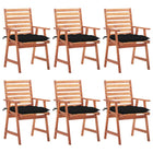 Tuinstoelen 6 st massief acaciahout met kussens