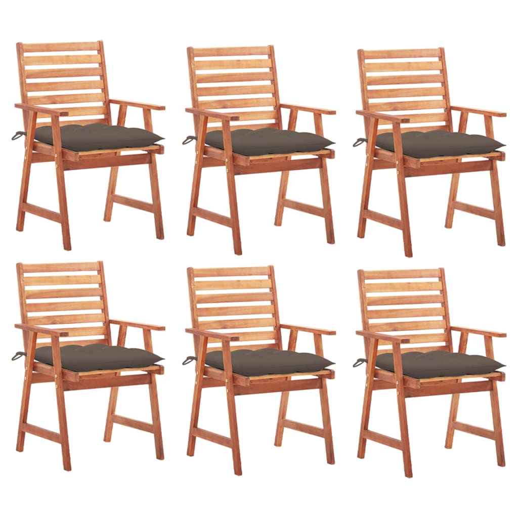 Tuinstoelen 6 st met kussens massief acaciahout