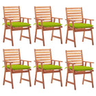 Garden chairs 6 pcs with cushions solid acacia wood