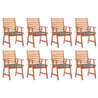 Garden Chairs with Cushions Solid Acacia Wood 8